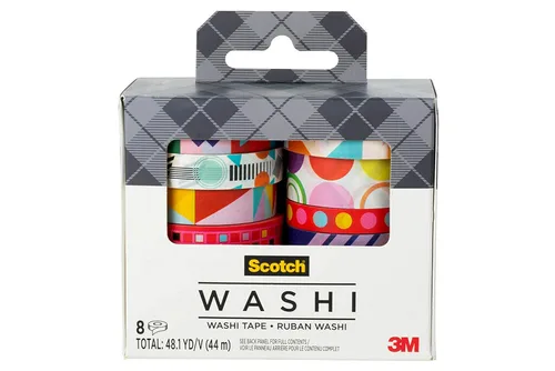 Miniatura 11 de Scotch Cinta washi, diseño moderno abstracto, 8 rollos, ideal para diario de viñetas, álbumes de recortes y decoración de bricolaje (C1017-8-P19)