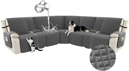 Miniatura 23 de Arfntevss Fundas para sofá seccional reclinable para sofá seccional en forma de L, funda antideslizante lavable para sofá reclinable con forma de L