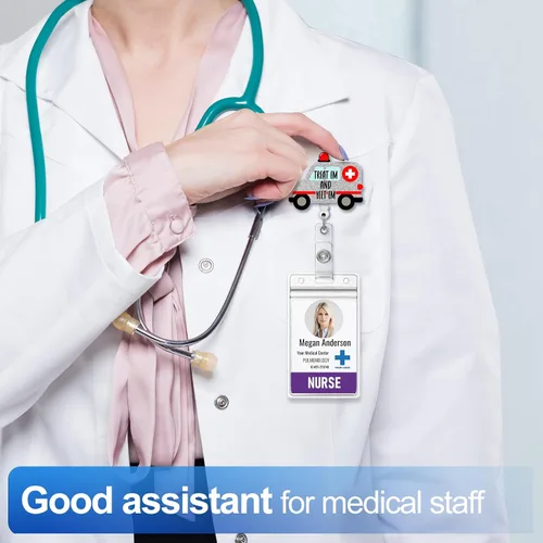 Miniatura 7 de Plifal Soporte retráctil con clip de identificación para enfermera, enfermería, tarjeta de identificación, linda ambulancia, asistente médico