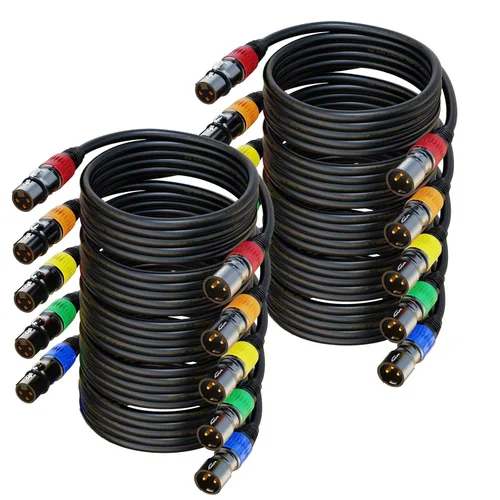 Miniatura 13 de Cables XLR, cable de micrófono de 3 pies, paquete de 10 unidades, XLR macho a hembra chapado en oro de 3 pines, cable de 10 colores, cable