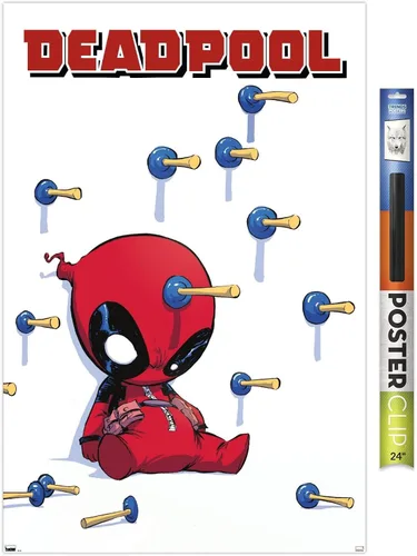 Miniatura 15 de Trends International Marvel Comics Deadpool - Póster de pared de dardos, 22.375 x 34 pulgadas, paquete de impresión premium y colgador negro