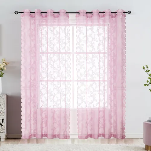 Miniatura 8 de Cortinas traslúcidas de encaje negro de 108 pulgadas para dormitorio, cortinas clásicas con bordado de rosa negra, cortinas traslúcidas de punto