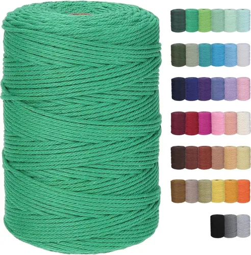 Miniatura 42 de Cuerda de macramé de algodón de 3 mm x 109 yardas, suministros de macramé de color natural, cuerda de algodón suave para colgar plantas, colgante