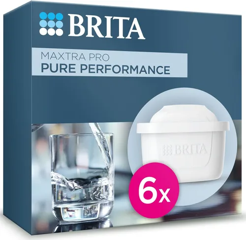 BRITA MAXTRA PRO Pure Performance - Cartucho de filtro de agua – Paquete de 6 – Recambio original BRITA que reduce impurezas, cloro, PFAS,