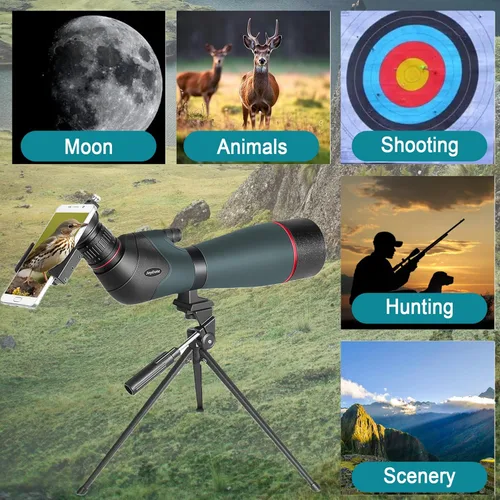 Miniatura 5 de Visores de observación de 20 a 60 x 80 pulgadas para observación de aves, BAK4 impermeable para observación de vida silvestre, senderismo
