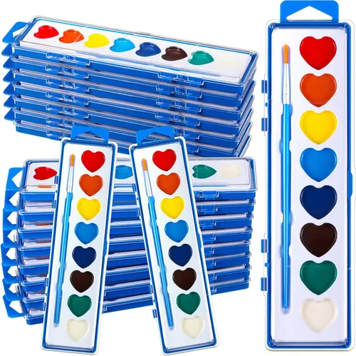 Miniatura 9 de Yeaqee Juego de 12 pinturas de acuarela de 8 colores lavables con pincel, recuerdos de fiesta, arte acuarela para adultos, regalos de fiesta del día