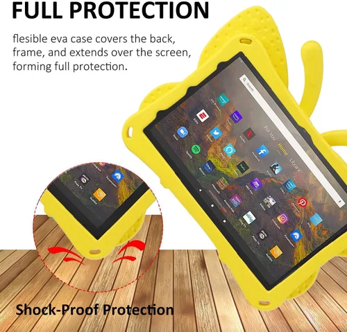Miniatura 44 de FW Fire 7 - Funda para tablet para niños, Amazon Fire 7 2022, funda de mariposa con luz de atril, EVA, protección contra caídas, resistente, a