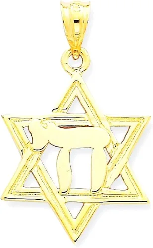 Miniatura 8 de Collar con dije de estrella de David de oro amarillo de 14 quilates con dije de estrella de David, joyería fina religiosa de Judaica para mujeres