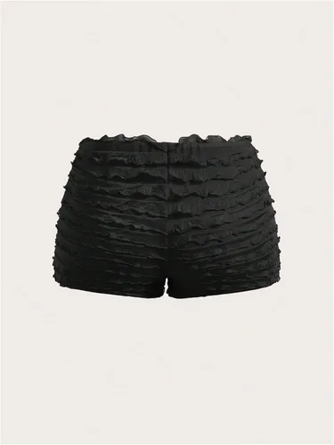 Miniatura 2 de SHENHE Pantalones cortos con volantes para mujer, lindos Bloomers de tiro bajo, sexy, Y2k, mini pantalones cortos
