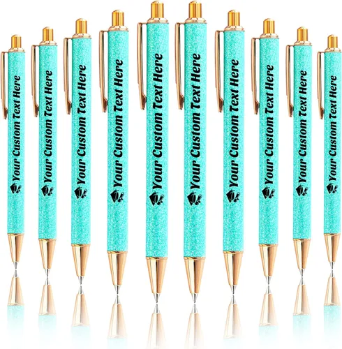 Miniatura 63 de 10 bolígrafos personalizados con purpurina, bolígrafos impresos personalizados a granel, bolígrafos retráctiles de tinta negra para graduación