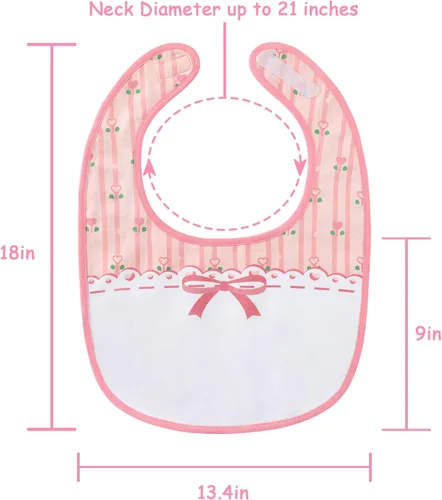 Miniatura 5 de Littleforbig Babero de algodón impermeable estampado floral rosa para adultos con cierre de ajustable
