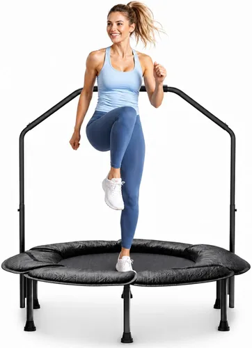 Juturna Mini Trampolín Plegable de 40 Pulgadas, Trampolín de Rebote para Adultos, Capacidad de 450 Libras con Barra Ajustable en Forma de T,