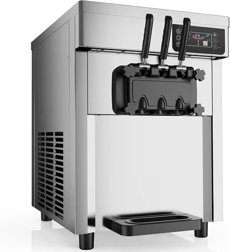 Miniatura 10 de Máquina comercial para hacer helados de 15 cuartos de galón (≈3.75 galones), 100-150 porciones, cuencos de acero inoxidable 304 de 4.3 L, tanque