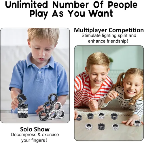 Miniatura 5 de Cevioce Juego de 3 anillos magnéticos para adultos, niños y adolescentes, anillo magnético giratorio para personas con TDAH y ansiedad, juguetes