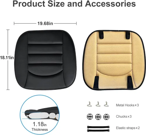 Miniatura 2 de Cojín de asiento de automóvil, cojín de espuma viscoelástica de 1.2 pulgadas para aliviar la presión, cojín de asiento para automóvil, diseño