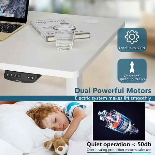 Miniatura 6 de POWERSTONE Escritorio eléctrico de pie ajustable en altura – Escritorio para computadora de pie para oficina en casa, escritorio elevador, mesa