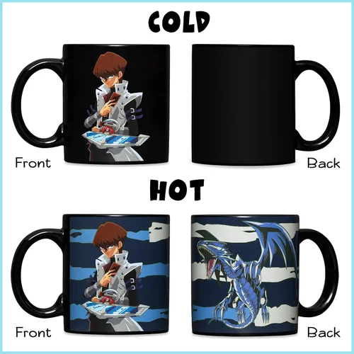 Miniatura 3 de Surreal Entertainment YU-GI-OH Kaiba y ojos azules monstruo dragón blanco cambio de calor taza de café de cerámica negro