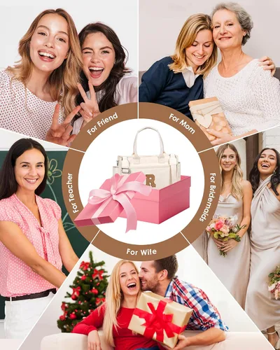 Miniatura 2 de Easter Basket Stuffers, Initial Tote Bag with Makeup Bag, Birthday Gifts for Women, Teen Girl Gifts Trendy Stuff