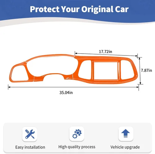 Miniatura 6 de RT-TCZ para Challenger Cubierta de Panel de Tablero de Consola Central Naranja para Dodge Challenger 2015-2023 Accesorios Interiores Naranjas 4