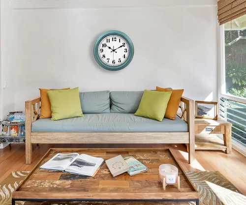 Miniatura 3 de zyzamay Reloj de pared retro de 12 pulgadas, fácil de leer, redondo, clásico, clásico, de cuarzo, funciona con pilas, decorativo para sala de estar