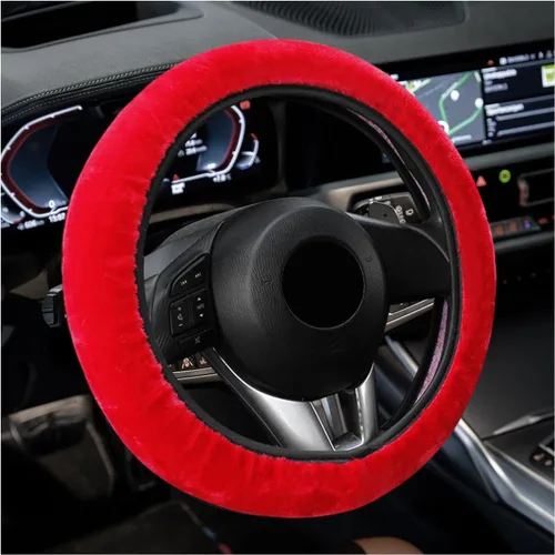 Miniatura 8 de Funda Esponjosa para Volante de Automóvil, Protector Universal Peludo para Volante de Auto de 15'', para Invierno Cálido, Funda Elástica
