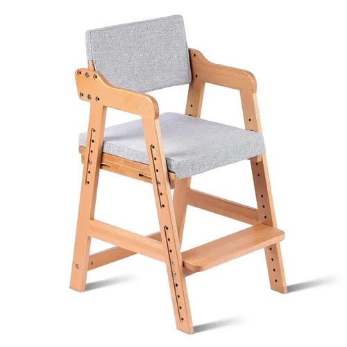 Ezebaby Silla alta de madera para niños pequeños a adolescentes, silla de aprendizaje ajustable para niños con escalones, asientos para niños con