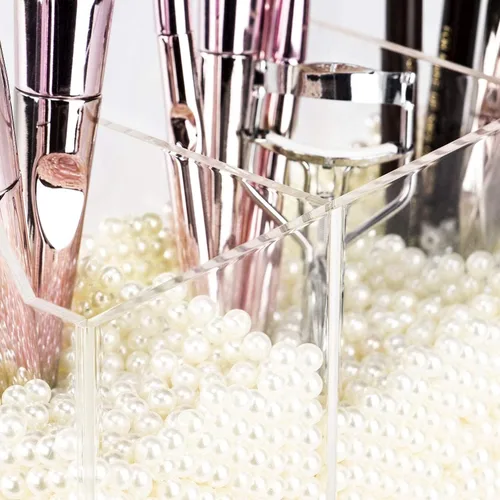 Miniatura 4 de YestBuy Soporte para brochas de maquillaje transparente, organizador de brochas de maquillaje acrílico para tocador, caja de almacenamiento