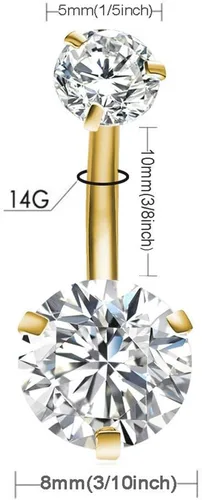 Miniatura 5 de Gnoliew Anillos de Ombligo Redondos de Circonita Cúbica, Piercing de Ombligo con Barra de Pesas