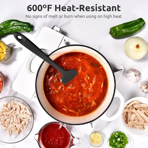 Miniatura 3 de Espátula grande de silicona resistente al calor: U-Taste 600ºF de alto calor, flexible, 11.38 pulgadas, mezcla de silicona, agitación, raspado, Negro