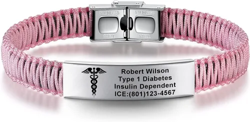 Miniatura 17 de Pulseras de alerta médica para mujeres Pulseras de identificación médica personalizables para hombres, niñas y niños Pulseras médicas trenzadas