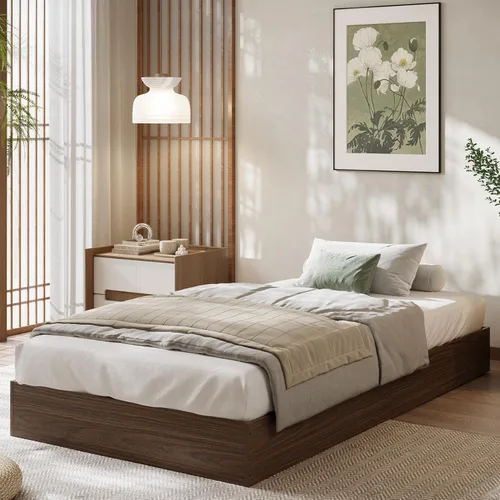 Miniatura 9 de GarveeHome - Marco de cama de plataforma de madera tamaño matrimonial, marco de cama de madera sin cabecero, soporte de listones de madera,