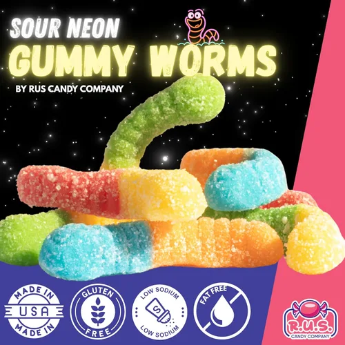 Miniatura 5 de Gusanos de gomita de neón ácidos, bolsa de 16 onzas, caramelos de gomitas ácidas picantes, gusanos de caramelo masticables sin gluten, gusanos