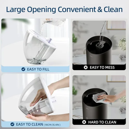 Miniatura 2 de Humidificador de niebla fría para dormitorio, humidificadores pequeños de 2L para dormitorio y oficina, humidificador de 25 dB para habitación