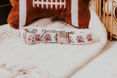 Miniatura 2 de Ohio State Buckeye - Collar para perro con estampado de patas (pequeño)