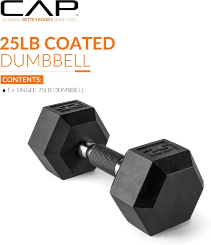 Miniatura 2 de CAP Barbell Peso de la mancuerna hexagonal recubierta, individual, 10-120 libras, múltiples opciones