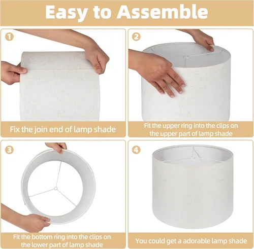 Miniatura 4 de Juego de 2 pantallas de lámpara de tambor, 13 x 13 x 10 pulgadas, fácil montaje, para mesa, mesita de noche, lámparas de pie, instalador de araña