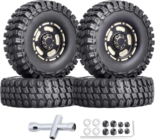 HobbyPark Ruedas y neumáticos Beadlock de latón 1.0 para piezas de actualización TRX4M 1/18 SCX24 1/24 RC 1/18, juego de 4 (Tipo D)