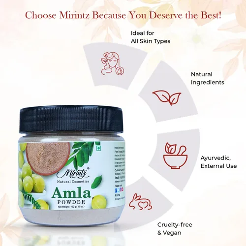 Miniatura 5 de Polvo de amla 100% natural (3.53 onzas) de grosella espinosa india (amalaki) Suplemento herbario en polvo Amla seco rico en vitamina C en polvo