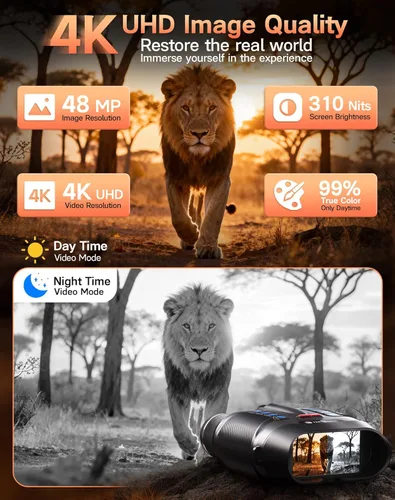 Miniatura 4 de Gafas de visión nocturna – Binoculares de visión nocturna 4K con APP inteligente, batería de 10000 mAh, tarjeta de 128 GB para fotos y videos