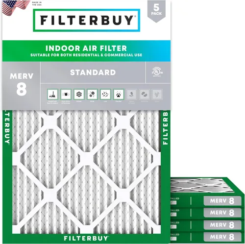 Filterbuy Filtro de aire de 8 x 14 x 1 pulgadas MERV 8, protección contra el polvo (paquete de 5), filtros de aire de repuesto plisados HVAC para