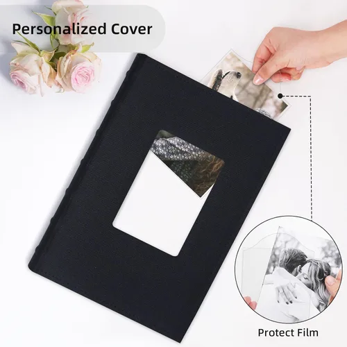 Miniatura 5 de Álbum de fotos Vienrose 10x15 cm con 50 bolsillos, cubierta de lino con áreas de notas, libro de fotos mini, libro de fotos con inserción para boda