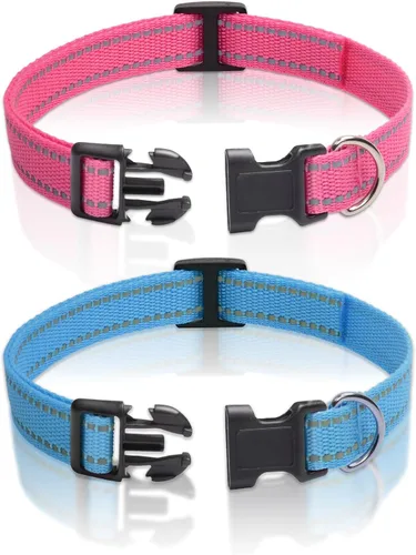 Miniatura 10 de Correa de repuesto para collar de choque, 3/4 pulgadas, paquete de 2, collar de perro ajustable reflectante, naranja y rosa, tamaño de cuello de 8 a