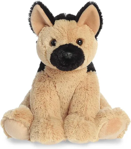 Aurora Peluche de pastor alemán tierno – Comodidad acogedora – Acurruces sin fin – Marrón 10.5 pulgadas