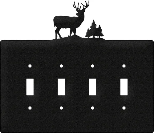 Miniatura 6 de SWEN Products Deer Wildlife - Cubierta para placa de pared (interruptor doble, negro)