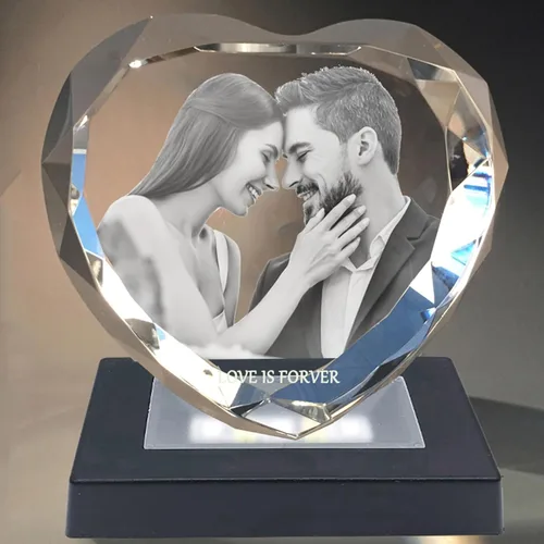 Miniatura 8 de Foto de cristal 3D con luz grabada con láser 3D, regalos personalizados para mujeres, ella, él, mamá, pareja, novia, regalos de aniversario