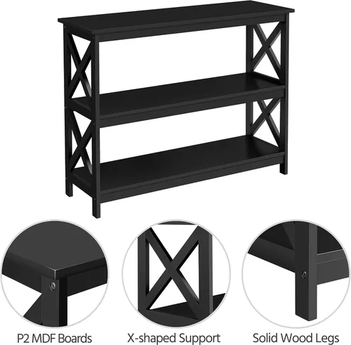 Miniatura 6 de Yaheetech - Mesa consola con estantes de almacenamiento, mesa de entrada de 3 niveles, mesa lateral para sofá, estrecha y larga, estantería