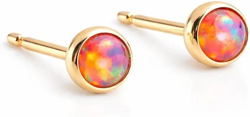 Miniatura 23 de Juego de aretes pequeños de oro con bisel, bola para cartílago, tragus, hélice, múltiples joyas hipoalergénicas de piedra natal para mujer