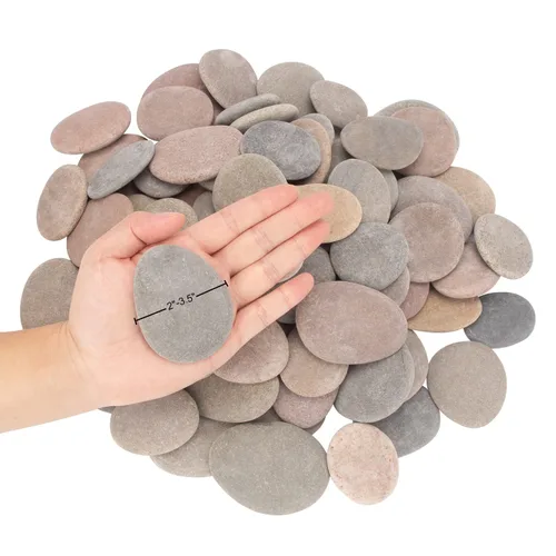Miniatura 3 de Aproximadamente 100 piezas de rocas para pintar, 2.2"-3.5", planas, suaves - de río, para manualidades, piedras de bricolaje DIY, 18 libras