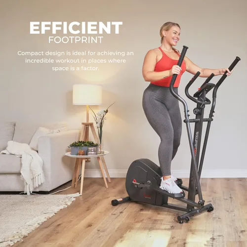 Miniatura 7 de Sunny Health & Fitness Máquina de ejercicios elíptica, entrenamiento magnético silencioso para todo el cuerpo con agarres de frecuencia de pulso