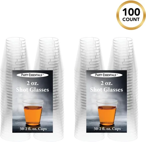 Miniatura 3 de Party Essentials Vasos de chupito, 2 oz, de plástico duro, Transparente